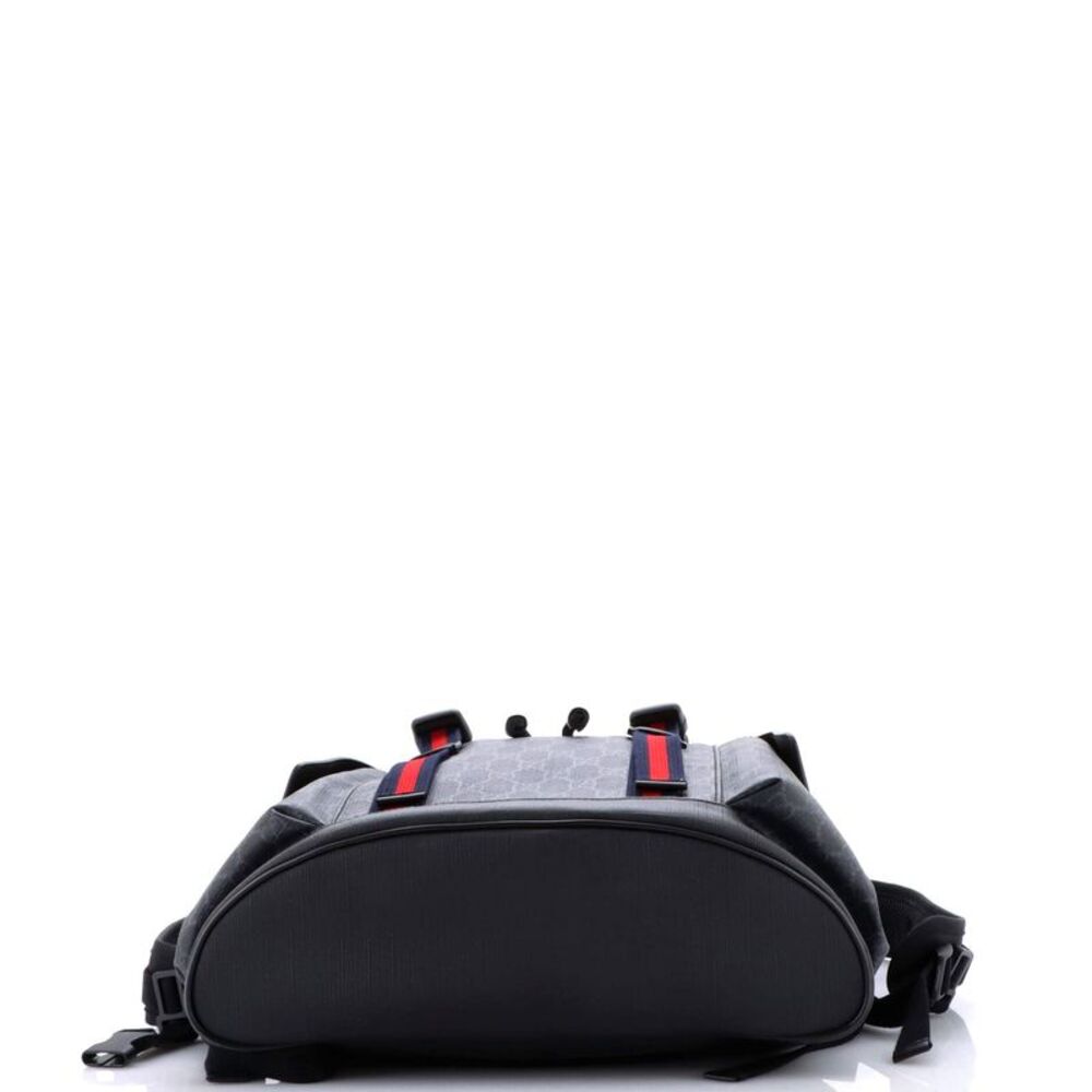 Gucci Double Pocket Buckle Backpack GG Coated Canvas Large Black - Picture 4 of 6